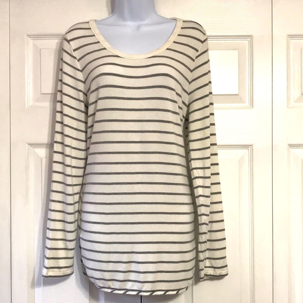 Market & Spruce Horizontal Striped Knit Long Sleeve Top Women’s Size Large